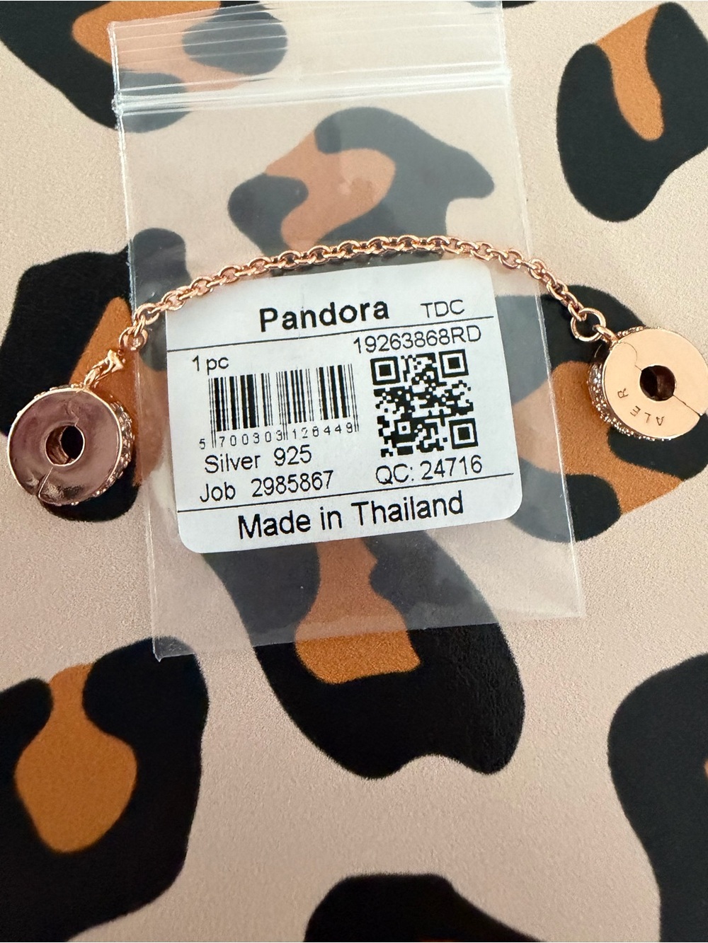 Pandora Rose Gold Safety Chain with Clear Crystal Pavé #786322CZ - Picture 3 of 3